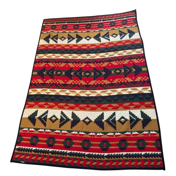 Vintage San Marcos High Pile San Juan Large Blanket Aztec Southwestern 80 X 60 - Picture 2 of 6